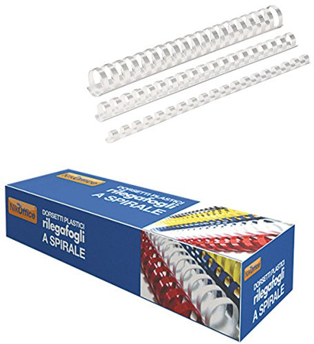 20 DORSI PLASTICI BIANCHI A 21 ANELLI DORSO 32 MM PER RILEGATURA A SPIRALE confezione da 20 pz - diametro 32 mm - capacità 280 ff