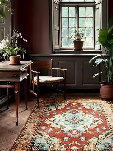 RugVista Leia Teppich, 160 x 230 cm, Orange | Vintage, Rechteckig, Niedriger Stapel, Nur chemische Reinigung, Oeko-Tex 100, Wohnzimmer, Esszimmer, Schlafzimmer, Küche