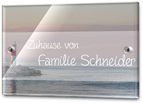 Edles Türschild mit Namen für die Haustür | Namensschild Briefkasten-Schild selbstklebend oder mit Bohrlöcher Klingelschild mit kratzfestem UV Druck | Größe ab 9x6 cm bunte Türschilder