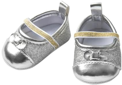 Heless 748 - Glitzerballerinas für Puppen, silber, Größe 38 - 45 cm