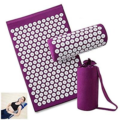 Popoti Body Pain Acupuncture Spike Yoga Mat with Massage Pillow/Mat Massage Relaxation Cushion Relieve Acupressure Mat CXR (Purple)