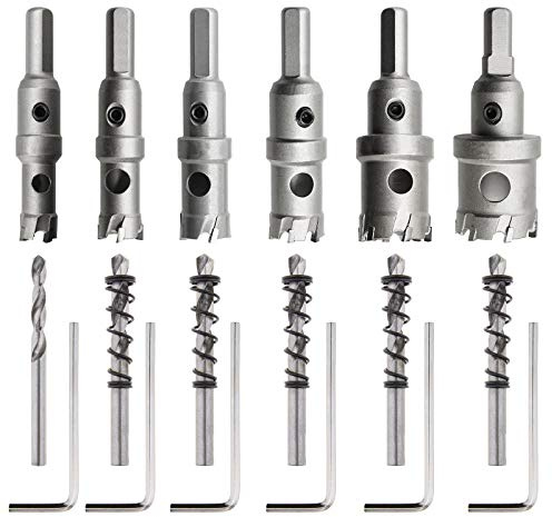 Be In Your Mind Lot de 6 kits de scies-cloches en carbure de tungstène pour acier inoxydable, fer, aluminium, alliage 14 mm/16 mm/18,5 mm/20 mm/25 mm/30 mm