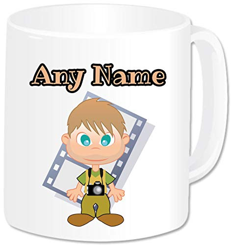 GOPERSONALISED Photography Gifts for Men - Personalised Photographer Mug Cup with Name - Novelty Work Birthday Christmas Gifts Cameraman Paparazzi Dad Uncle Son (Blonde Hair)