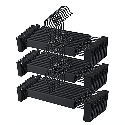 Clip Hangers - Coat Hangers with Non-Slip Clips for Trousers, Skirts, Pants & Clothes (30 Pack)