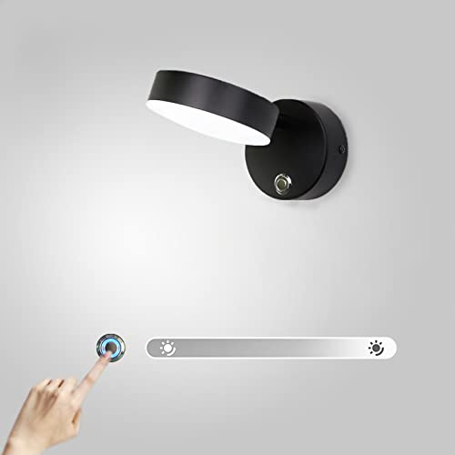 VOMI Dimmbar Wandlampe mit Touch Schalter Schwarz LED Wandleuchte Innen Schwenkbar Modern Drehbar Wandlichter für Zimmer Bettlampe Wand Wohnzimmer Schlafzimme Hotel Spiegel Bilder Beleuchtung,6000k