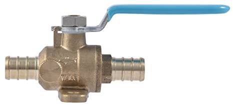 SharkBite 1/2 Inch Crimp Ball Valve with Mounting Tabs and Drain, Brass Plumbing Fitting, PEX Pipe, PE-RT, UC24615Z