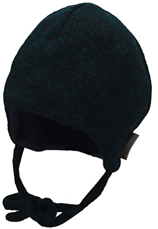 Sterntaler Baby Jungen Mütze - Mütze Baby, Kappe Kinder - aus Merino Wolle (sehr weich) mit Bindeband - anthrazit meliert, 45