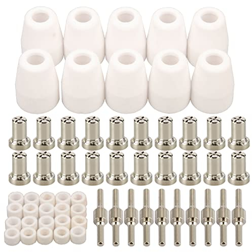 60pcs PT-31 Nickel Plated Extended Air Plasma Cutting Nozzle Electrode Consumables Fit CUT-40 CUT-50D CT-312