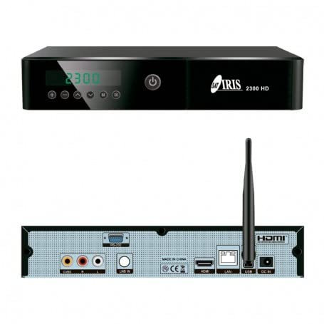 IRIS 2300 HD Receptor Digital Satélite para Canales Libres H265/HEVC, LAN,WI-FI, DLNA, Youtube, Fácil de Usar y instalación