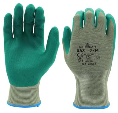 SHOWA 383, mechanische und industrielle Schutzhandschuhe, Nitrilbeschichtung, biologisch abbaubar, Grün, 12 Paar, Größe XX-Large