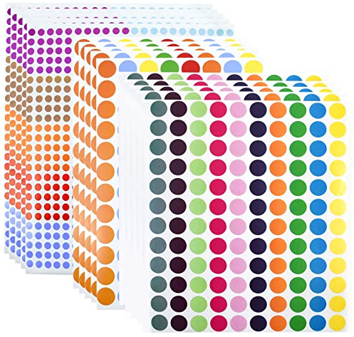 3830 PCS Runde Punktaufkleber, 6/12/15mm Bunt Selbstklebende Klebepunkte Aufkleber Kleine Klebepunkte Etiketten Markierungspunkte Klebepunkte Bunt Punkt Aufkleber Farbcodierung Etiketten,6mm,12mm,15mm