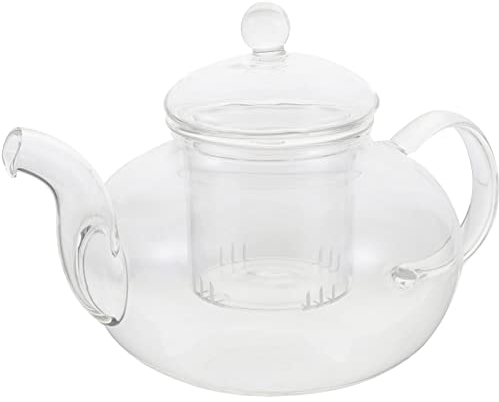 BESTonZON Handmade Borosilicate Glass Teapot 800ml Heat Resistant Portable Flower Tea Maker for Loose Leaf Blooming Tea for Home Tearoom Use