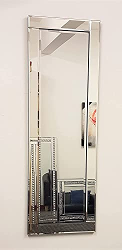 Biznest Full Length Silver Glass Framed Bevelled Wall Mirror (16x48)