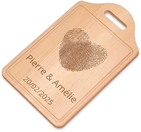 Maverton Planche à découper gravée pour couples, Plateau en bois de hêtre | Naturel avec poignée, Souvenir personnalisé pour jeunes mariés, mariage, noces, anniversaire, Mariage