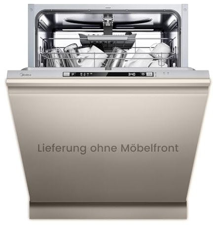 Midea SV 5.14K14C Lavavajillas Integrado 60 cm, 14 cubiertos, Lavavajillas integrable con WiFi, 8 programas, 44 dB, Apertura automática de puerta, 0-24H Inicio retardado, Acero inoxidable