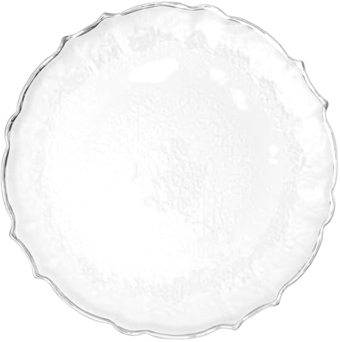XL Teller, B-WARE, Unterteller aus Glas 33 cm mit Silberrand (3), 12x Glasteller Untersetzer mit Rand, Extra Groß, Platzteller Dekoteller Servierteller für Hochzeiten, Taufe, Geburtstag, Weihnachten