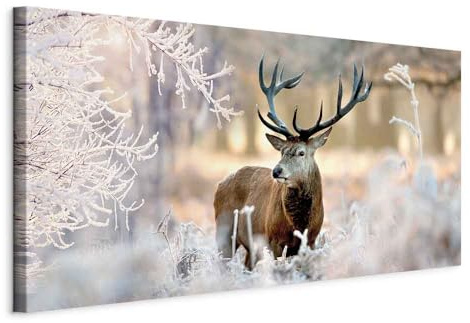 murando - Leinwandbild Hirsch Wald Landschaft, 60x30 cm, 1-teilig, modern | Hochwertige Leinwand, sofort aufhängbar, ideal fürs Wohn- oder Schlafzimmer, wasserfest und lichtecht, langlebig, stilvoll