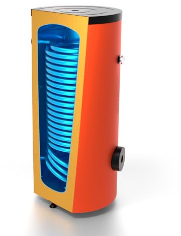SUNEX Storage per pompe di calore, serbatoio acqua calda 300 l, per riscaldamento e acqua calda, con 1 scambiatore di calore, smaltato, anodo di magnesio, isolamento termico, caldaia, scaldabagno