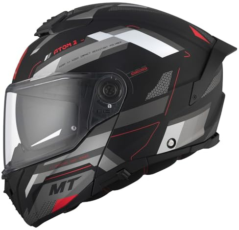 MT Helmets Casco Modular Atom 2 Bast D5 Mate 22.06 con Gafas Solar Casco Unisex Homologacion P/J (L 59/60)