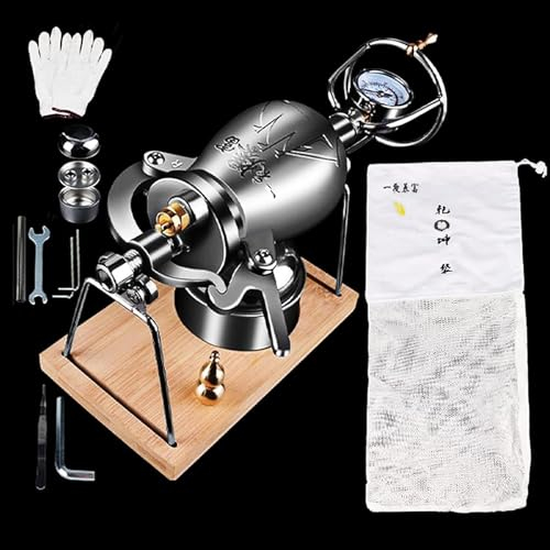 ATLION Hot Air Popcorn Machine, Chinese Traditional Popcorn Maker, High Pressure Popcorn Maker, Stainless Steel Fire Heating Popcorn Popper for Home Party(260ML)