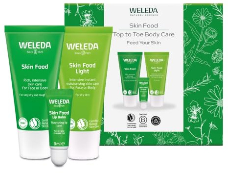 Weleda Skin Food Top to Toe Gift Set 3-in-1 Original Light Lip Balm | 3-piece set: Original 30 ml, Light 30 ml, Lip Balm 8 ml, Travel sizes, Formulated 1926, Gift-ready