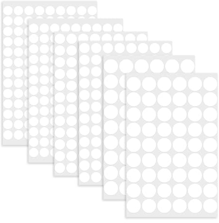 6 Bögen mit 534 Stück Selbstklebende PVC Schraubenabdeckung Weiß, Abdeckkappen für Schrauben 13mm/15mm/20mm, Wasserdicht und Staubdicht für Möbel Wandschränke Schreibtische Reparatur und Dekoration