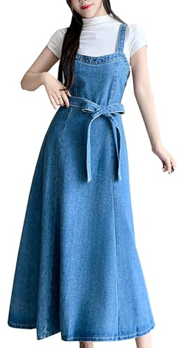 Yishengwan Salopette Gonna Donna Jeans Lunga Vestito Salopette Overall Senza Maniche Denim Vestiti