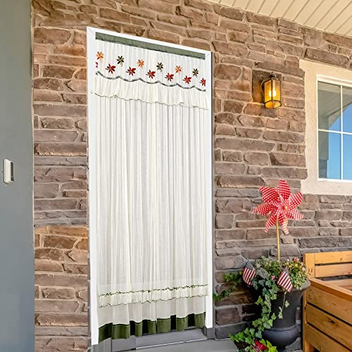 OUGPIU Lace Soft Screen Door Curtain, 200X90CM Fly Screens for Doors Patio Curtain Insect Mesh, Decorations Entrance Curtain, Lace Screen Door Polyester Mesh (A)