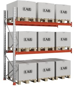 Kaiser + Kraft Palettenregal Space | Verzinkt/orange, HxBxT 3000 x 2840 x 1100 mm, Fachlast 3000 kg, Anbauregal