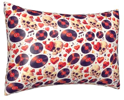 Federa per cuscino in seta per capelli e pelle, con stampa a blocchi di cuore, federa in raso con cerniera, 50,8 x 76,2 cm, con cerniera, regalo per donne e uomini
