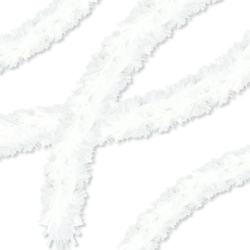 TOPWAYS Weihnachtsgirlanden Weiß, 5M/16.5 Zoll Lametta Weihnachtsbaum, Lametta Girlande Weihnachten, Weihnachtsdeko Lametta für Weihnachtsbaum Weihnachtsfeier Türen Fenster und Treppen