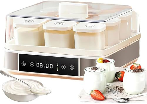 Yogurtera automática, yogurtera digital automática con control de temperatura y tiempo ajustables, 9 tarros de vidrio, yogurtera de acero inoxidable for yogur orgánico casero, máquina for hacer queso