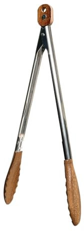 H&Zebrabro Food Tongs with Wood Tip, Salad Tong for Cooking, Serving, Grill, Kitchen Tongs Stainless Steel Handle, Kitchen Tools Set (Large)
