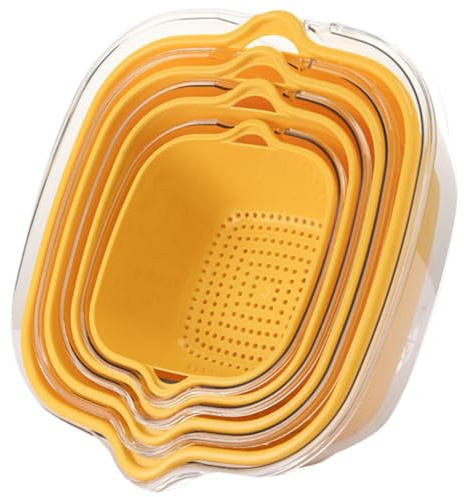 Set di 8 colini, centrifuga per insalata vegetariana, colino per frutta a 2 livelli, scolapasta per la pulizia degli alimenti, design ispessito, utensile da cucina, frutta, pasta, riso 15,5 x 16,5 x 7