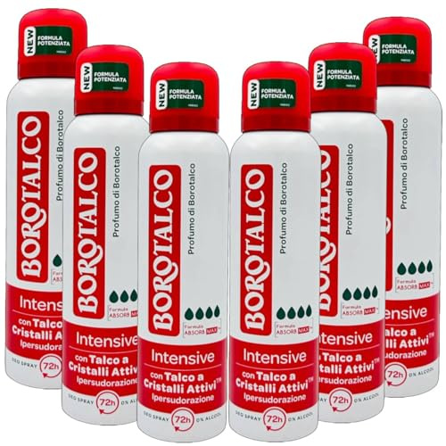 Borotalco Intensive Deospray mit Talkum mit aktiven Kristallen, Überschwitzen, 72 Stunden, 150 ml (6)