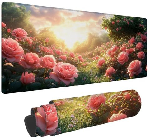 Tapis de Souris Rose Tapis de Souris XXL Rose 1500x800x4mm Tapis Souris Gamer, sous Main Bureau Ordinateur Portable, Mouse Pad Bords Cousus Caoutchouc Antidérapante, pour Souris et Clavier A-300