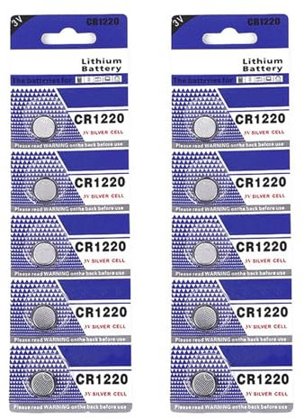 10 batterie a bottone CR1220 da 3 V, per orologio a distanza