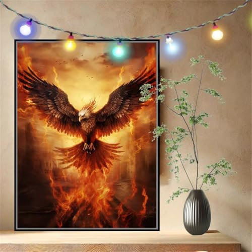 Weißkopfseeadler Malen nach Zahlen für Erwachsene Anfänger,DIY Paint by Numbers Acrylpigment Ölgemälde Kunsthandwerk Kit,Bastelset Malen Nach Zahlen Kinder für Geschenk Home Wand Décor (30x40cm)