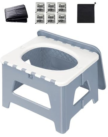 F Fityle Klappbare Campingtoilette, Notfall-Aufbewahrungsbox, stabile, vielseitige, Faltbare Töpfchen-Outdoor-Toilette zum Wandern, Angeln, Strand, Auto, L Gray