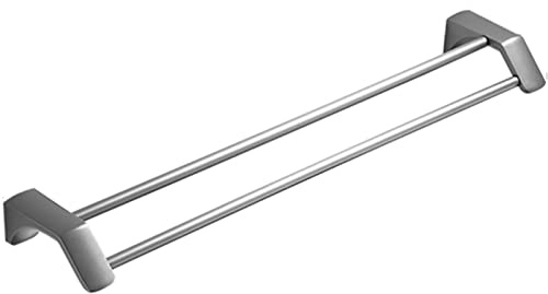 Portasciugamani doppio da parete regolabile, 70 cm, in acciaio inox, estensibile da 30 a 80 cm, ideale per bagno e cucina, facile installazione a vite, design salvaspazio