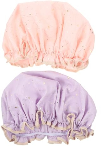 Veemoon 2pcs Hair Cap Shower Caps for Lady for Women Adults Shower Hats Hair Protective Cover Breathable for Showering