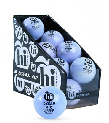 Hi Peach Layne Ocean Air Bath Bombs 12-Pack (3.5 oz Each) – Vegan, Clean Beauty Spa Gifts for Women & Kids, Fun Fizzing Bath Bombs for Girls