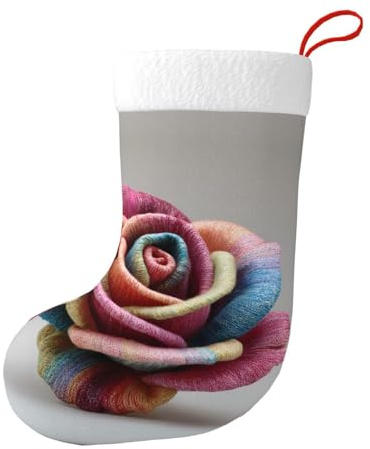 Whjdpp Wool Rose Printing Double-Sided Printed Christmas Socks for Large-Capacity Holiday Party Indoor Decorations