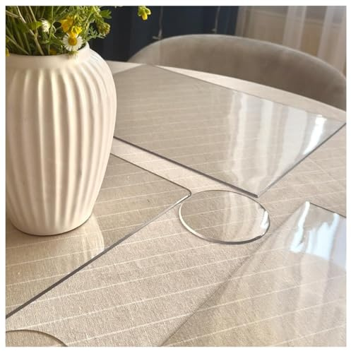 Tischsets 6pcs Abwaschbar PVC 2mm Transparent 30x42cm | Platzsets mit Gratis Glasuntersetzer | Tischset Platzdeckchen Esstisch | rutschfest Wasserdicht | Für Küche Esszimmer | PRINT.GG