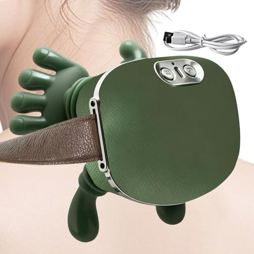Neck Massager 4D Neck and Shoulder Massager – PU Leather 5.91x4.33x2.56 Inches | Necks Massagers with Heat | Portable Necks Massagers | Massage Device for Relaxation