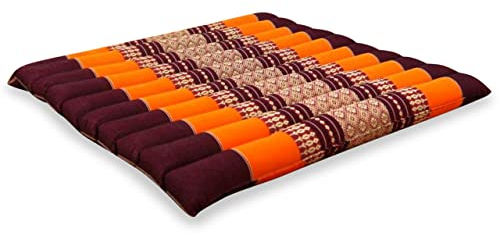 livasia Sitzkissen Stuhlauflage groß - 50x50x4,5cm - Bodenkissen gesteppt Indoor/Outdoor, Meditationskissen Yogakissen, Stuhlauflage Palettenmöbel, Steppkissen Stuhl und Bank (Orange)