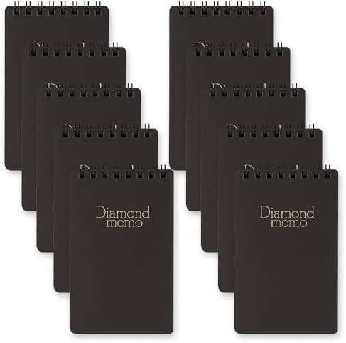 Midori 19002011 x 10 Notizblock, Diamant-Memo, M, schwarz, 10 Stück