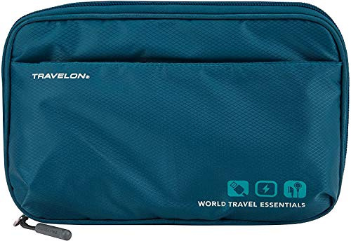 Travelon World Travel Essentials - Organizador de dispositivos electrónicos para maleta, Verde azulado (Peacock Teal), Talla única
