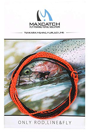 MAXIMUMCATCH Angelschnur Tenkara Schnur, geflochtene Nylon-Schnur in 11/12/13 FT, 3 Farbe (Orange/Schwarz, 12ft)