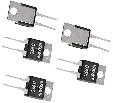 Aexit 5 x KSD-01F 80 Celsius NC Temperaturschalter Thermostat 1,5 A 250VAC/24VDC